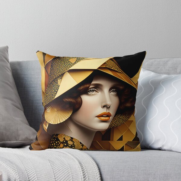 Item preview, Pretty woman in hat with gorgeous gold patterns - Fake Fashion designed and sold by BubblyDelight.
