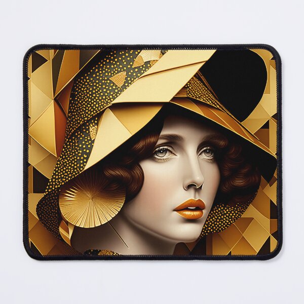 Item preview, Pretty woman in hat with gorgeous gold patterns - Fake Fashion designed and sold by BubblyDelight.