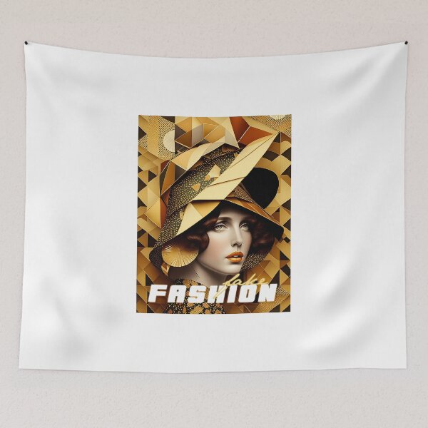 Item preview, Pretty woman in hat with gorgeous gold patterns - Fake Fashion designed and sold by BubblyDelight.