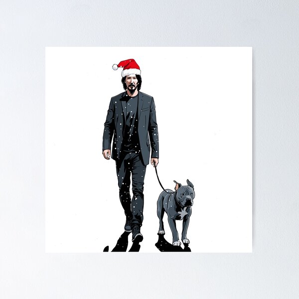 Artikel-Vorschau von John Wick mit Weihnachtsmütze, designt und verkauft von ArteDelCine.