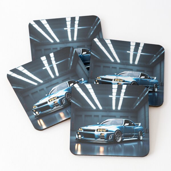 Item preview, Nissan Skyline GTR 34 Blue in Garage Poster Design designed and sold by Salimgor Hangaround Music.