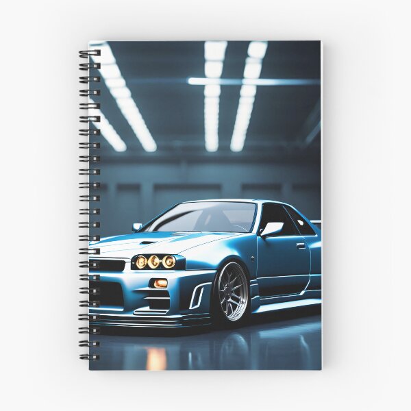 Item preview, Nissan Skyline GTR 34 Blue in Garage Poster Design designed and sold by Salimgor Hangaround Music.