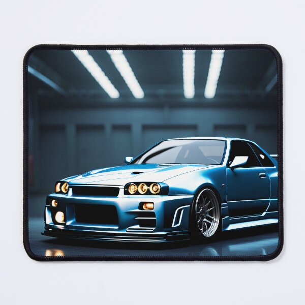 Item preview, Nissan Skyline GTR 34 Blue in Garage Poster Design designed and sold by Salimgor Hangaround Music.