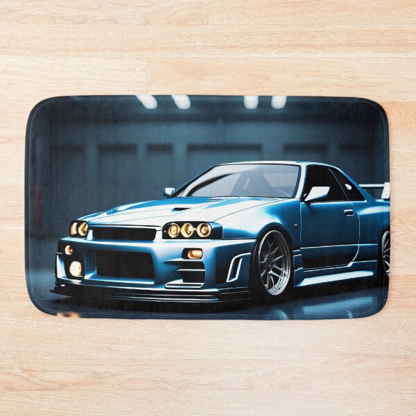 Item preview, Nissan Skyline GTR 34 Blue in Garage Poster Design designed and sold by Salimgor Hangaround Music.