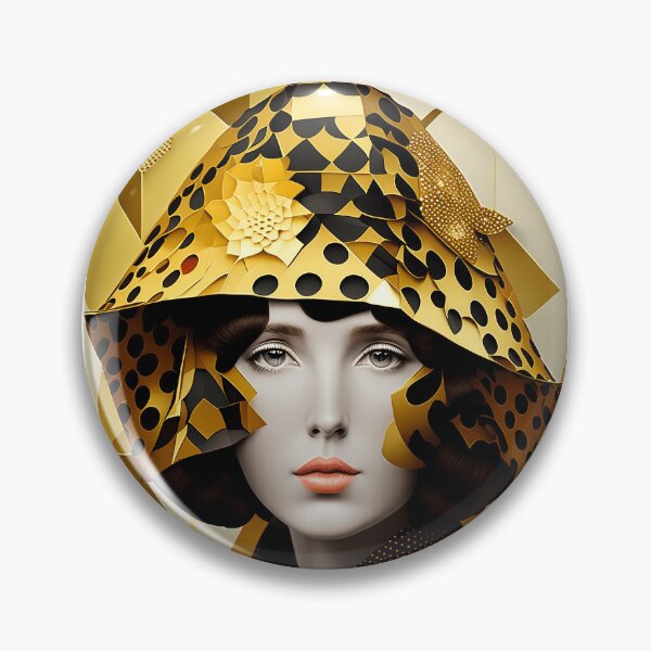 Item preview, Pretty woman in hat with gorgeous gold patterns - Fake Fashion designed and sold by BubblyDelight.