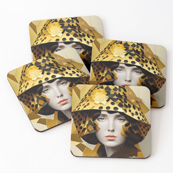 Item preview, Pretty woman in hat with gorgeous gold patterns - Fake Fashion designed and sold by BubblyDelight.