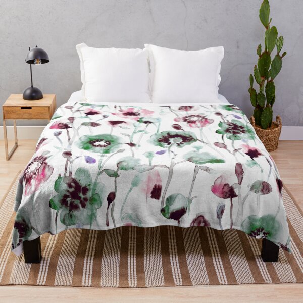 Item preview, Floral watercolor ink green magenta designed and sold by Alessandro Remo Mazzoni Remotextiles.