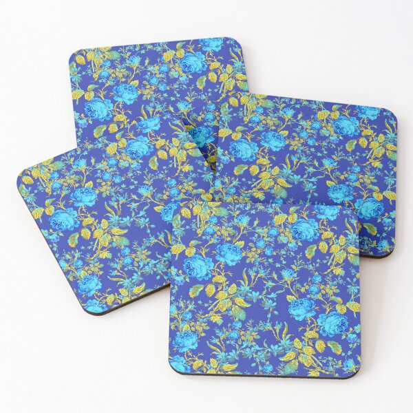 Item preview, CELESTIAL ELEGANCE: BLUE ROSES AND GILDED LEAVES DANCE IN THE SKY designed and sold by BorczVisuals.