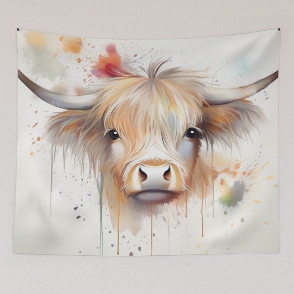 Item preview, Highland Cow on a Splash Paint Background designed and sold by Wolfheartart.