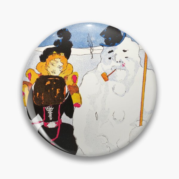 Item preview, Vintage Art Print Winter Snowman & Woman Digitally Enhanced designed and sold by theflandonian.