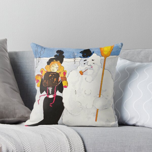 Item preview, Vintage Art Print Winter Snowman & Woman Digitally Enhanced designed and sold by theflandonian.
