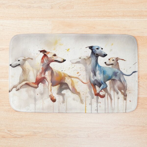 Item preview, Greyhounds Running with Misty Splash paint Background designed and sold by Wolfheartart.