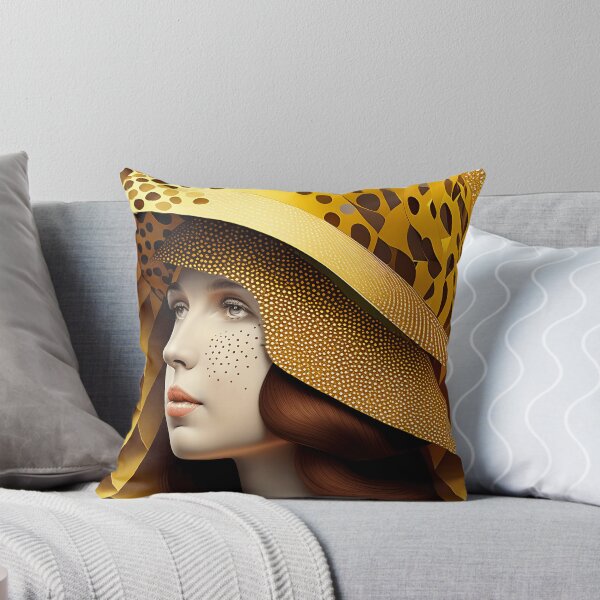 Item preview, Pretty woman in hat with gorgeous gold patterns - Fake Fashion designed and sold by BubblyDelight.