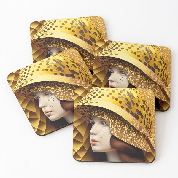 Item preview, Pretty woman in hat with gorgeous gold patterns - Fake Fashion designed and sold by BubblyDelight.