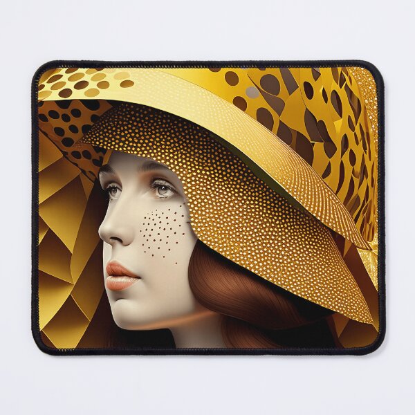 Item preview, Pretty woman in hat with gorgeous gold patterns - Fake Fashion designed and sold by BubblyDelight.