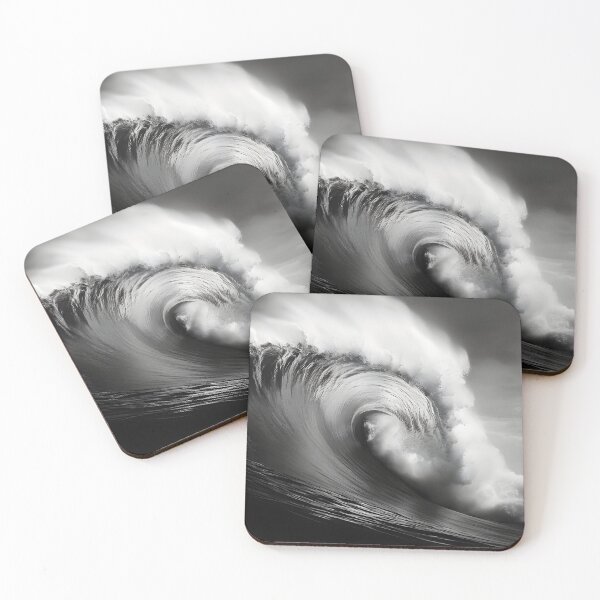 Item preview, black and white ocean wave breaking designed and sold by dcrc.