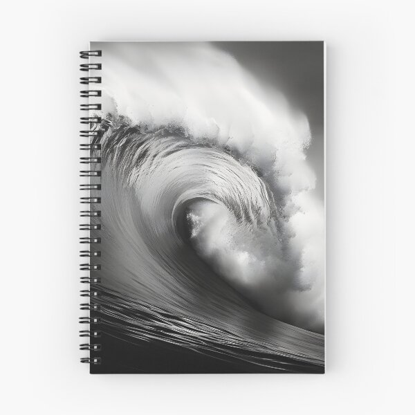 Item preview, black and white ocean wave breaking designed and sold by dcrc.