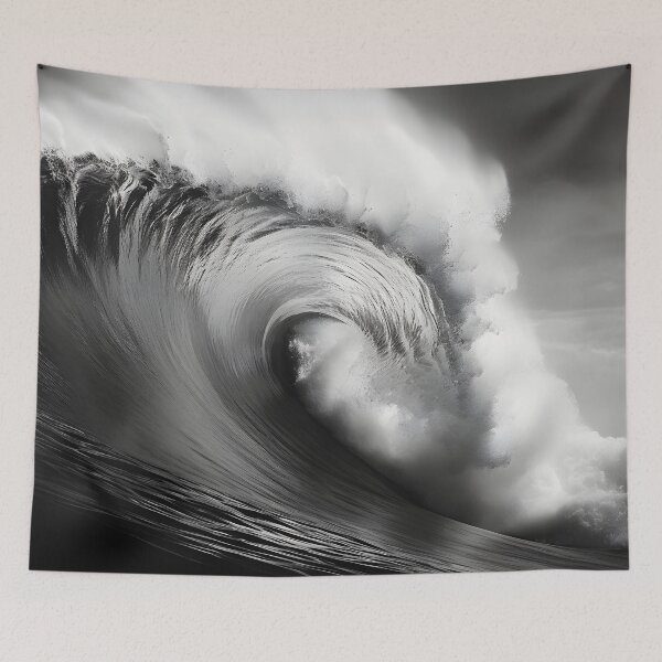 Item preview, black and white ocean wave breaking designed and sold by dcrc.