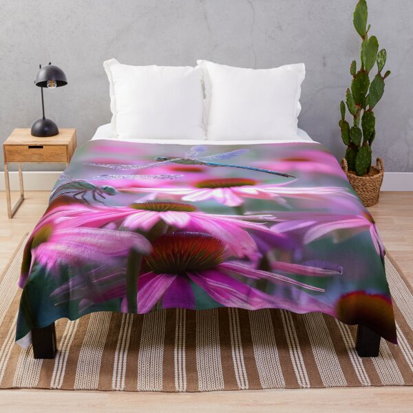 Item preview, Blue Dragonflies alight on Pink Coneflower Photo designed and sold by CattyCornerPOD.