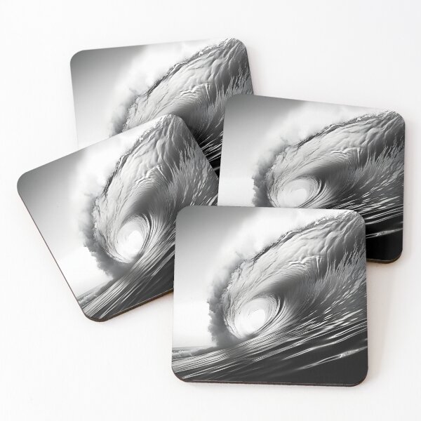 Item preview, black and white ocean wave breaking designed and sold by dcrc.