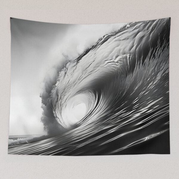 Item preview, black and white ocean wave breaking designed and sold by dcrc.