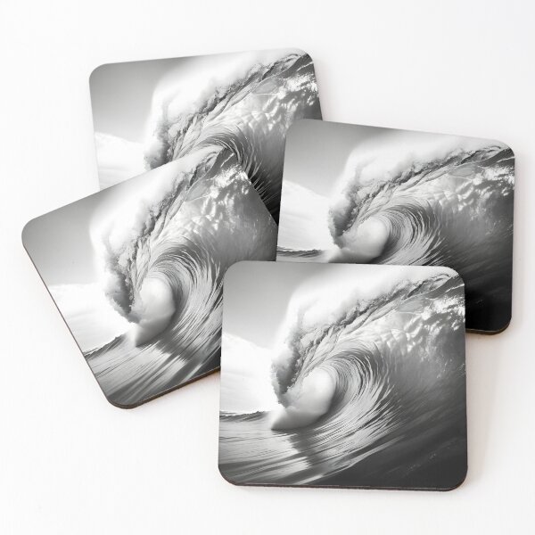 Item preview, black and white ocean wave breaking designed and sold by dcrc.