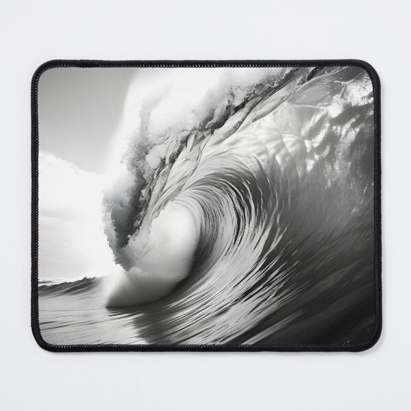 Item preview, black and white ocean wave breaking designed and sold by dcrc.
