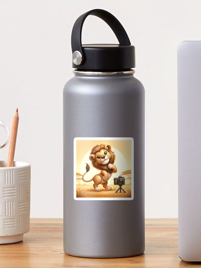 Thumbnail 1 of 3, Sticker, Camera-Ready Lion designed and sold by TeeMugs3.