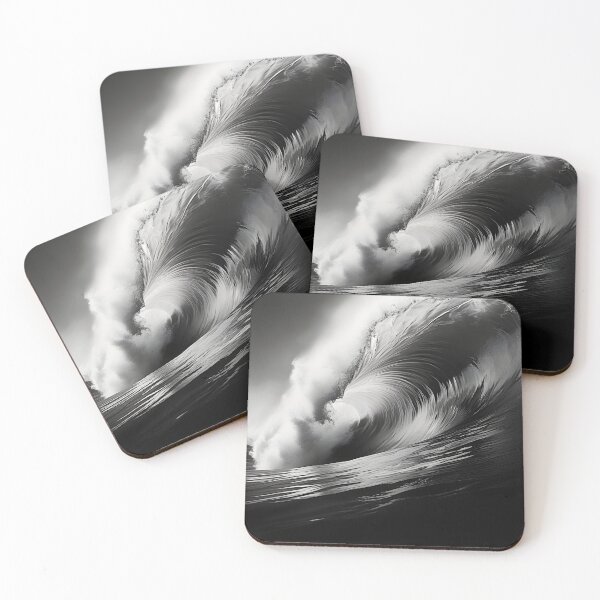 Item preview, black and white ocean wave breaking designed and sold by dcrc.