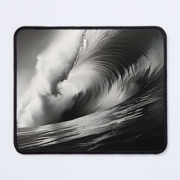 Item preview, black and white ocean wave breaking designed and sold by dcrc.