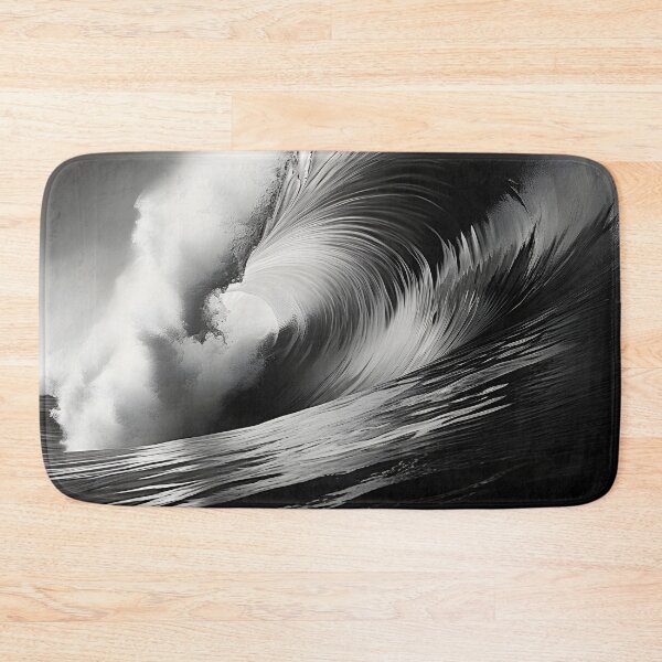 Item preview, black and white ocean wave breaking designed and sold by dcrc.