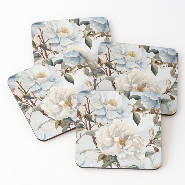 Item preview, Vintage Floral, Blue-White Camellia designed and sold by PigmeArt.