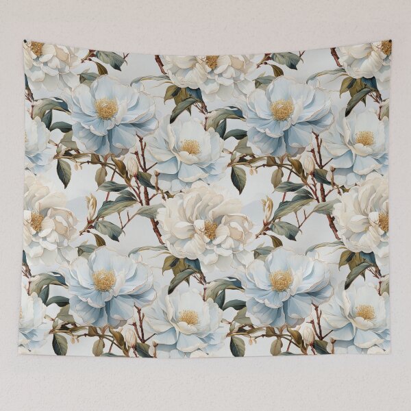 Item preview, Vintage Floral, Blue-White Camellia designed and sold by PigmeArt.