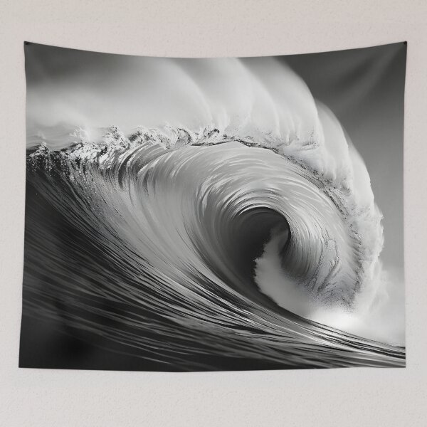 Item preview, Black and white ocean wave breaking designed and sold by dcrc.