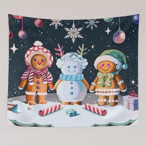 Item preview, Merry Christmas ! Gingerbread Snowy Friends designed and sold by Savi Singh.