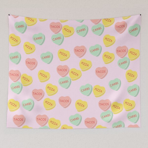 Item preview, Funny Candy Hearts Pattern on Pink Background designed and sold by kapotka.