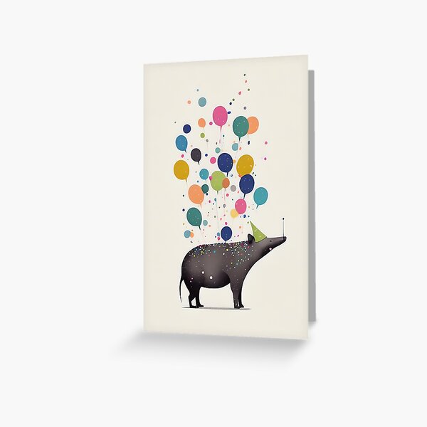 Vista previa del artículo con la obra «Fiesta del Tapir: ¡Una celebración caprichosa en la jungla!», diseñado y vendido por TringTringCards.