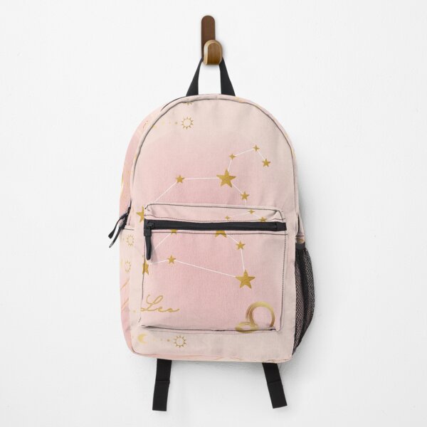 Item preview, Peachy aesthetic zodiac sign Leo with rose quartz gold moon stars designed and sold by Night Bloom Designs.