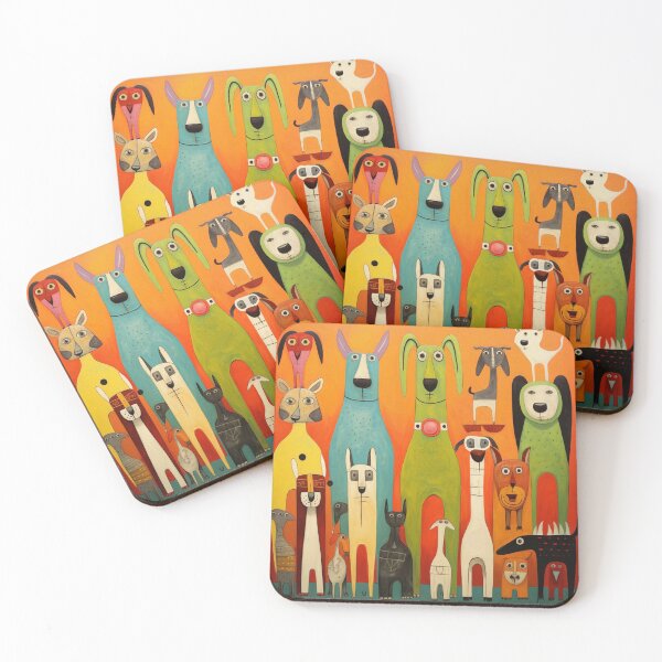 Item preview, Dogs in Folk Art Style designed and sold by Neika Shimm Designs.