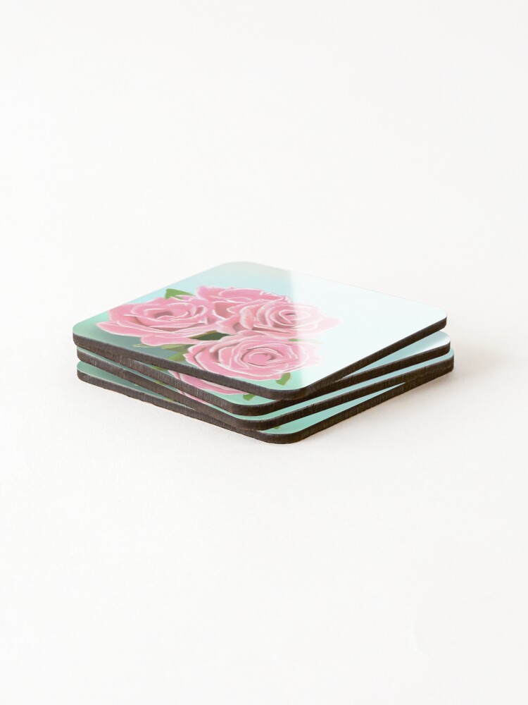 Thumbnail 4 of 5, Coasters (Set of 4), Pink Roses  designed and sold by Bellou28.