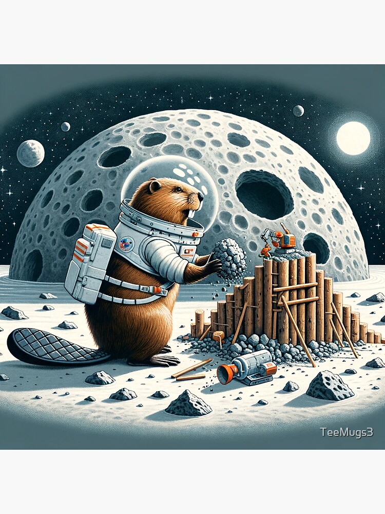 Thumbnail 3 of 3, Sticker, Moonwalking Beaver Builder designed and sold by TeeMugs3.