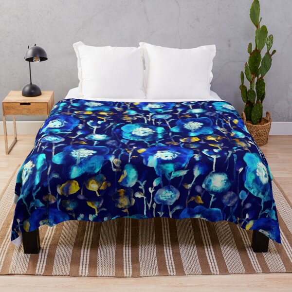 Item preview, Floral watercolor ink dark blue designed and sold by Alessandro Remo Mazzoni Remotextiles.