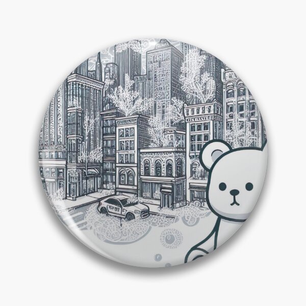Item preview, "Adorable Bearbrick Cityscape: Cute Bearbrick and White Ink Urban Drawing" designed and sold by Huycao211.