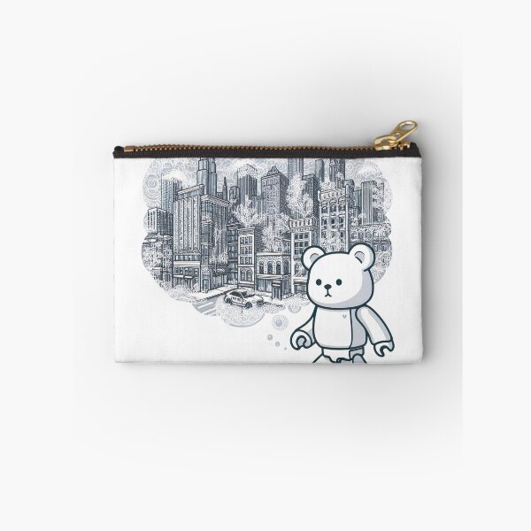 Item preview, "Adorable Bearbrick Cityscape: Cute Bearbrick and White Ink Urban Drawing" designed and sold by Huycao211.