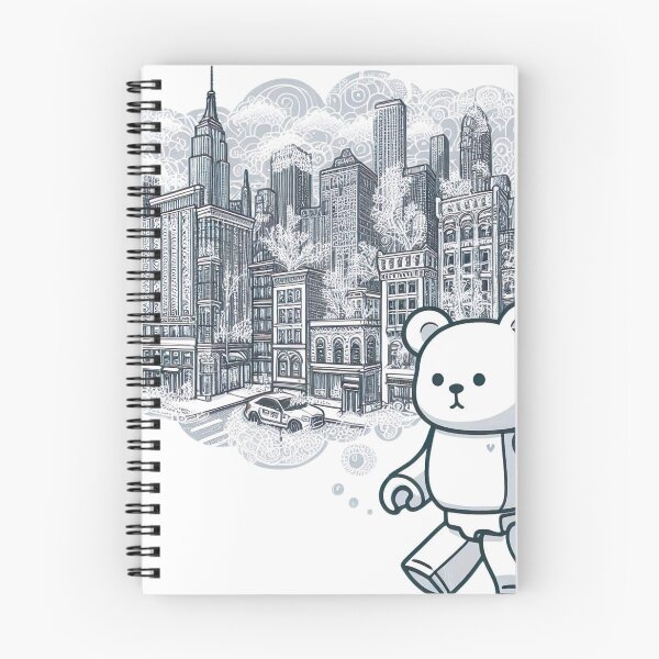 Item preview, "Adorable Bearbrick Cityscape: Cute Bearbrick and White Ink Urban Drawing" designed and sold by Huycao211.