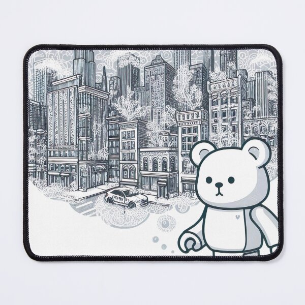 Item preview, "Adorable Bearbrick Cityscape: Cute Bearbrick and White Ink Urban Drawing" designed and sold by Huycao211.