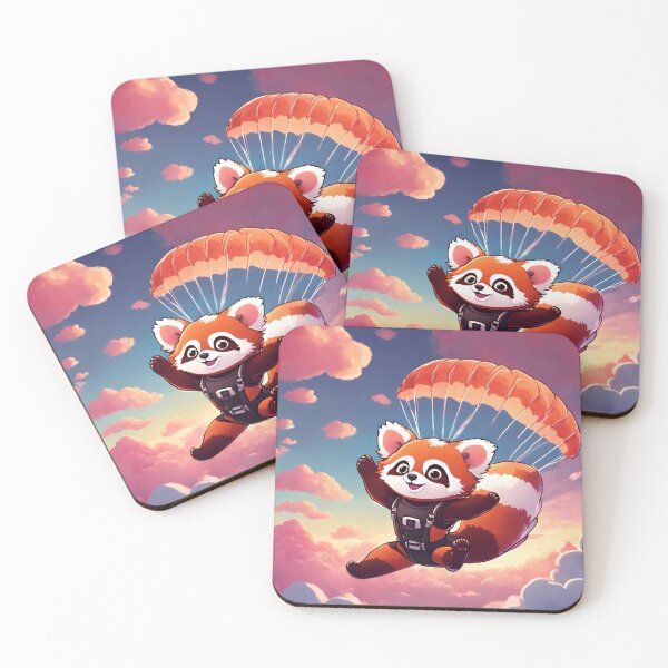 Item preview, Kawaii Red Panda Sky Diver designed and sold by MtValleyDesign.