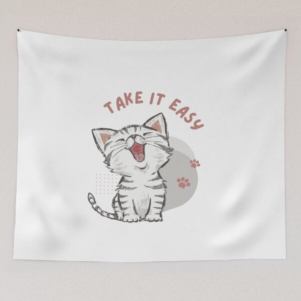 Item preview,  Take It Easy”, a feline companion who embodies a laid-back and relaxed attitude. designed and sold by Studio-wzory.