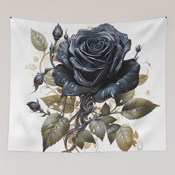 Item preview, ornate single black rose with color accents, designed and sold by dcrc.