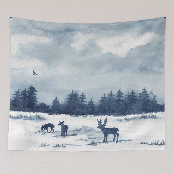 Item preview, Deer in the winter forest designed and sold by Sandra  Steinke.